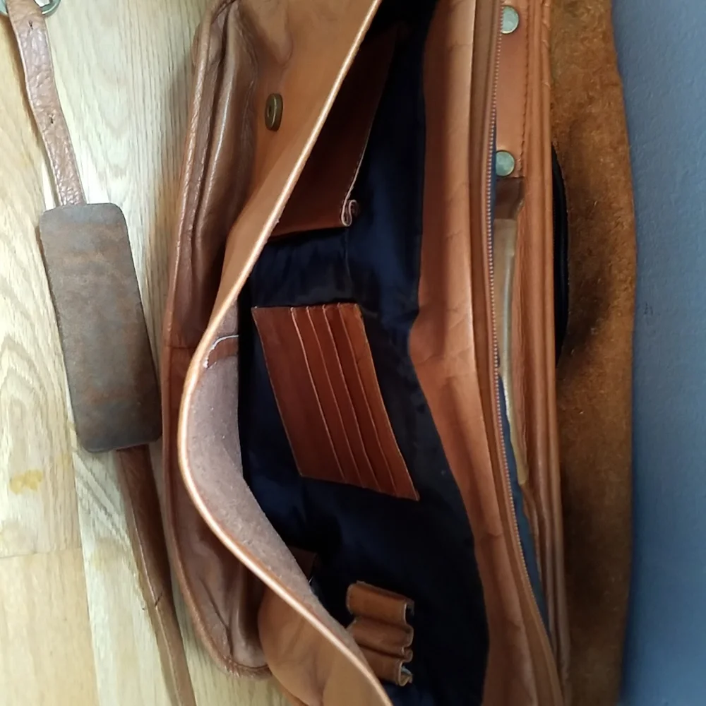 BRIEFCASE VINTAGE LEATHER Distressed Crossbody LAPTOP BAG